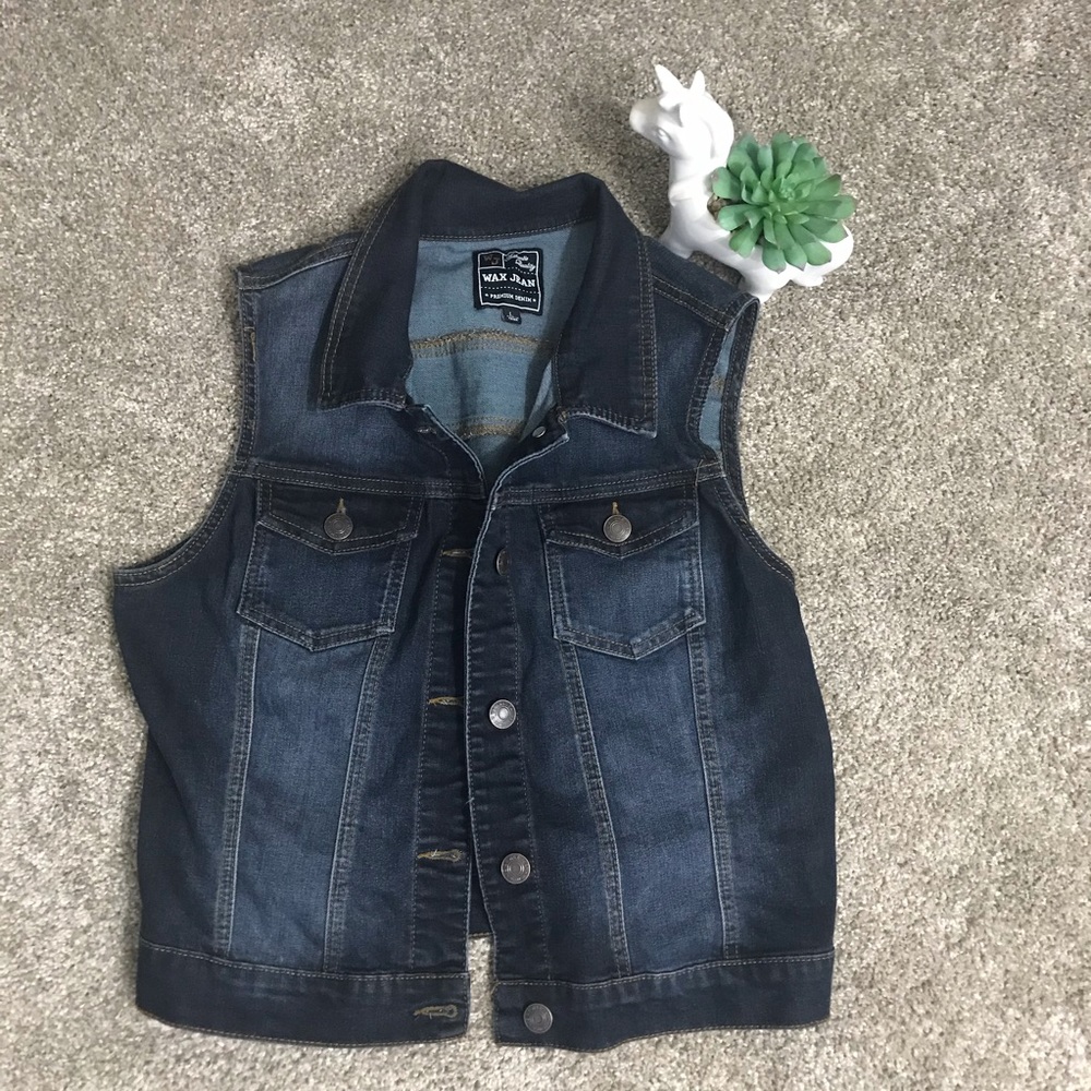 WAX JEANS NWOT blue jean denim vest size L